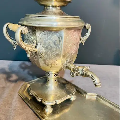 90 carat silver samovar and tray